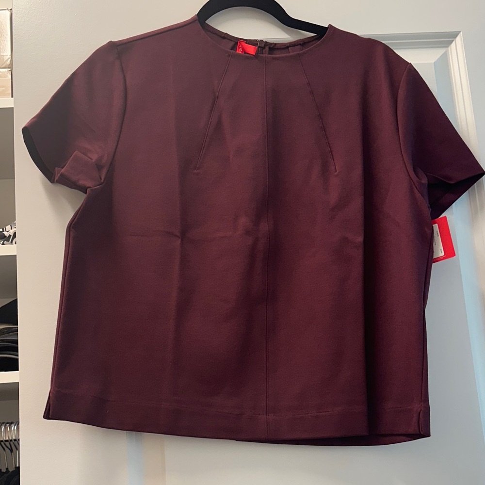 SPANX Short Sleeve Tee - Burgundy - Picture 2 of 4